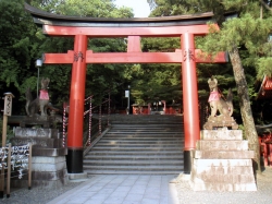 Torii gate and fox statue, Fushimi Inari Taisha, Kyoto
