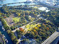 Hamarikyu Gardens from Dentsu Building in Shiodome
