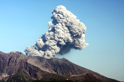 Mount Sakurajima erupting, Kagoshima