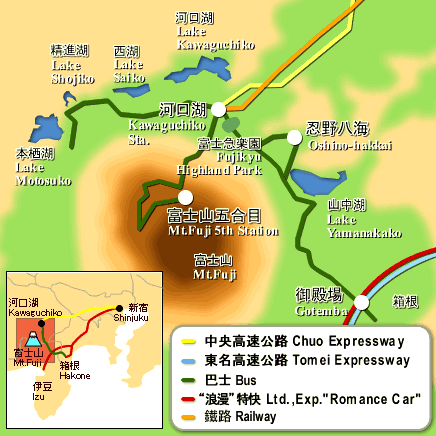 Map of the Fuji area and transportation