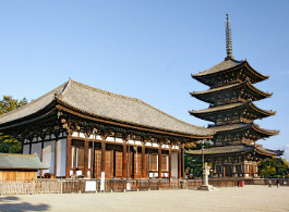 Tōkondō and Five-storied pagoda, Kōfukuji Temple, Nara (photo by 663highland)