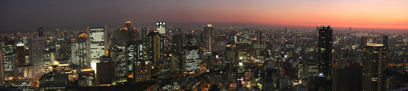 Osaka skyline at sunset - view from Umeda Sky Building
