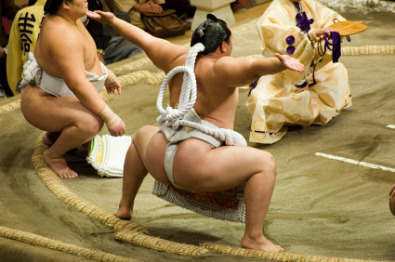 A Yokozuna performing the ceremonial Dohyo-iri, Ryōgoku Kokugikan (&copy; troikken / iStockphoto.com)