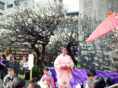 Plum blossoms and tea ceremony at the Yushima Tenjin