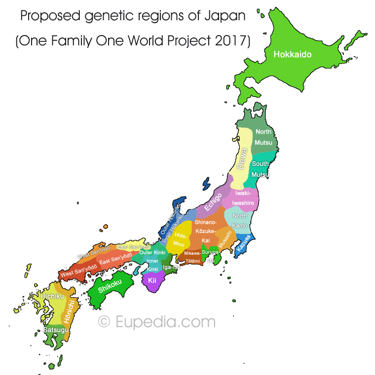 Proposed genetic divisions of Japan - One Family One World DNA Project